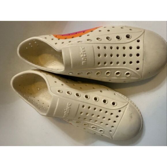 Native Kids' Jefferson Sugarlite Ultra Circle Slip-on Sneakers Tan Orange Size 1 - Picture 1 of 10